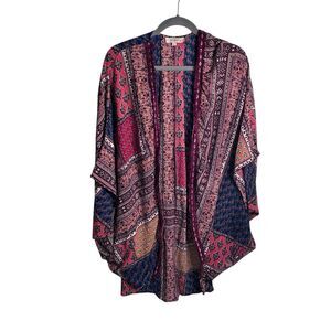 Umgee patchwork pattern Long Cardigan For Women. Earth Tone Colors Size 1XL -2XL
